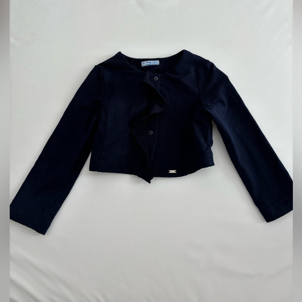 Mayoral - Girls Navy Blue Cotton Knit Cardigan 36m
